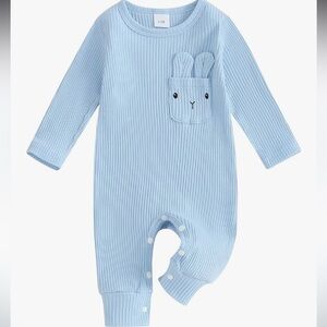 Baby Blue Onesie and Cream Outfit Set